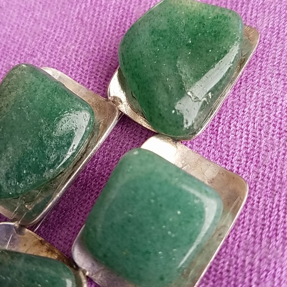 VINTAGE STERLING JADE BROOCH/PENDANT - Picture 6 of 8